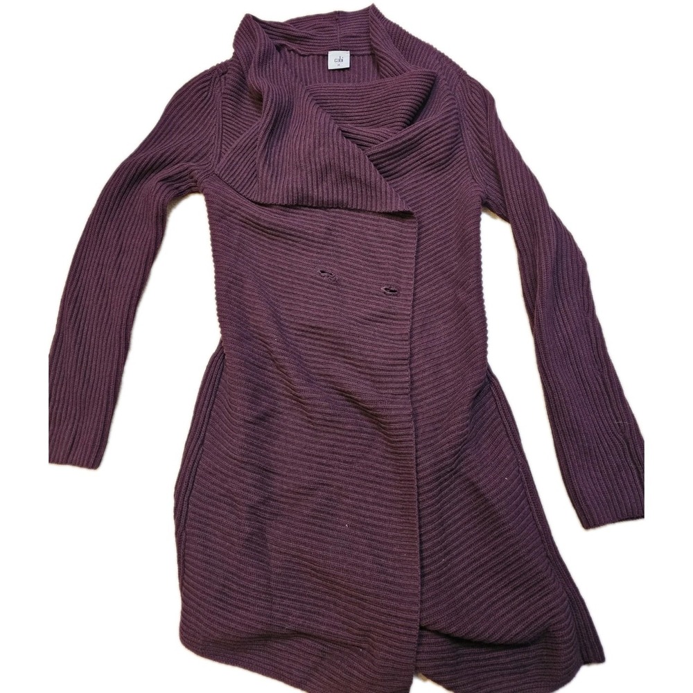 Cabi 3350 Regal Long Cardigan Sweater In Mulberry Wine Red Women's Size Medium
